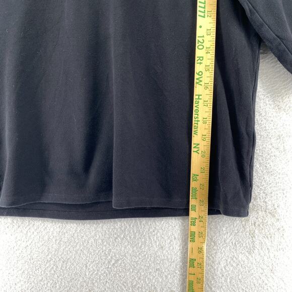 EILEEN FISHER Top L Cotton Interlock Jersey Round Neck Elbow Sleeve Basic Black - Picture 9 of 11